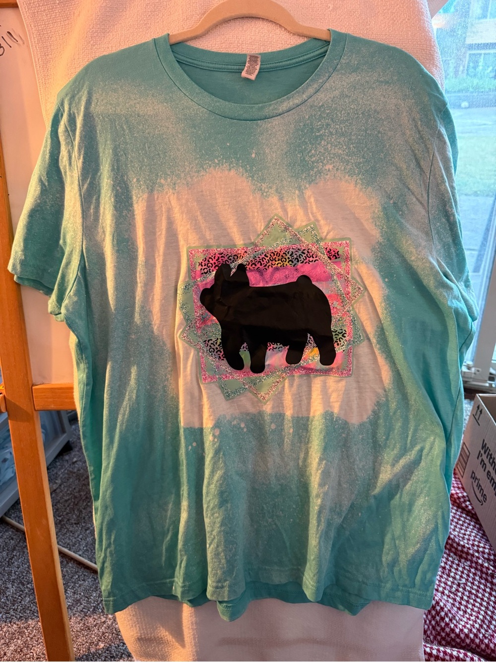Bella Canvas Teal Graphic Tee with Black Pig
